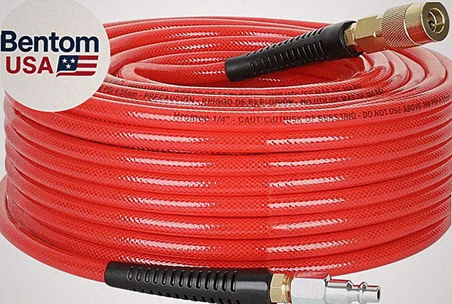 1/4-Inch X 100 Feet Polyurethane Air Hose with Bend Restrictors PU Compressor Ho