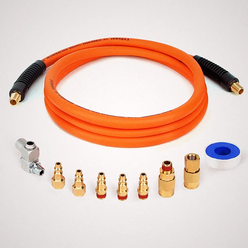 3/8 Inch x 10 ft Hybrid Whip Air Compressor Hose Kit, 10 Pieces Lead in Air H...