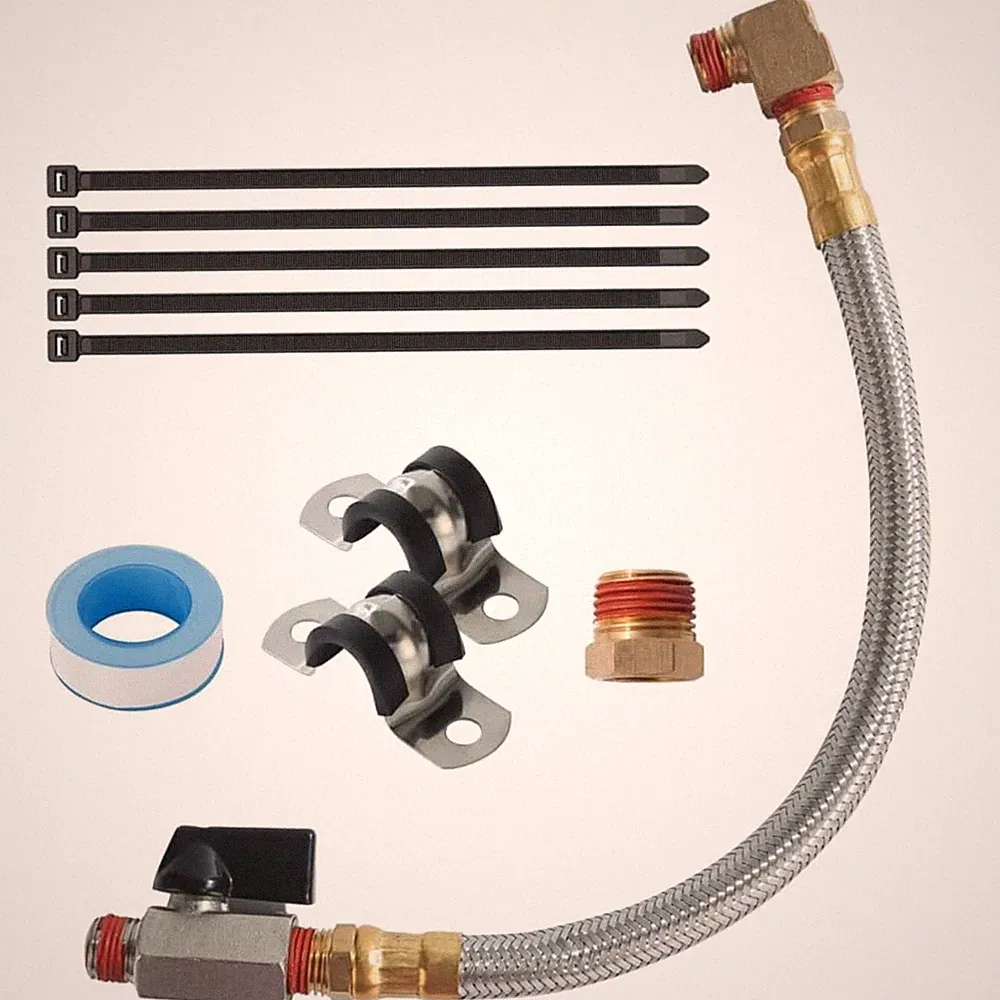 Air Compressor Drain Valve Kit with 10in Braided Hose Brass Adapter 1/4" NPT
