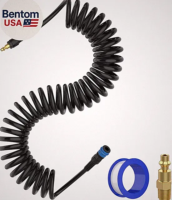 Air Compressor Hose, 1/4 in X 28 Ft Polyurethane Recoil Air Hose with Bend Rest