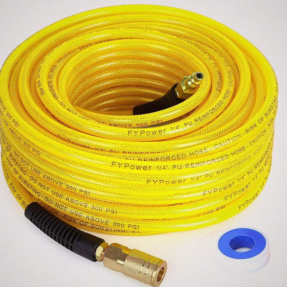 Air Compressor Hose 1/4 Inch x 100 Feet Reinforced Polyurethane Air Hose-HOT.