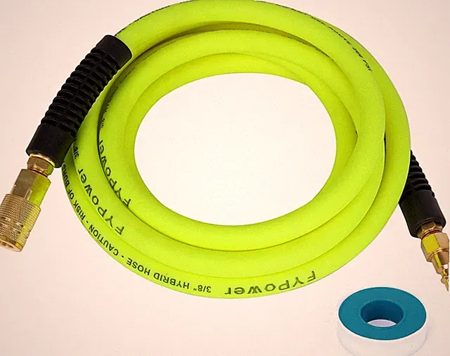 Air Compressor Whip Hose 3/8 Inch X 10 Feet Lead in Hybrid Hose with Fittings, F