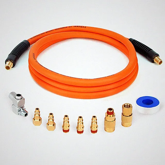 FYPower 3/8 Inch x 10 ft Hybrid Whip Air Compressor Hose Kit, 10 Pieces Lead...