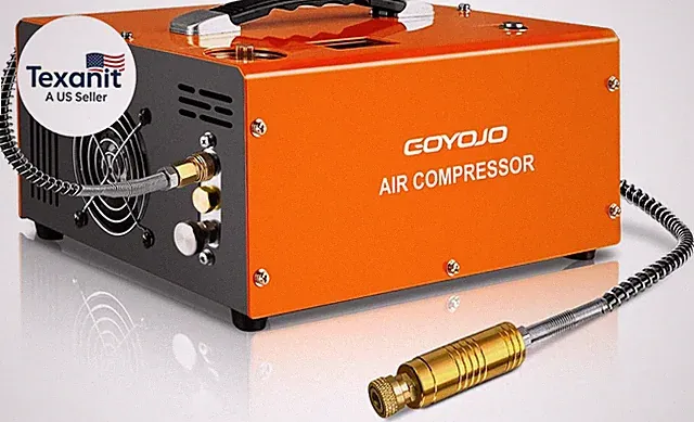 PCP Air Compressor, Max 4500 PSI / 300 Bar, Fast Fill for Airguns or Paintball T