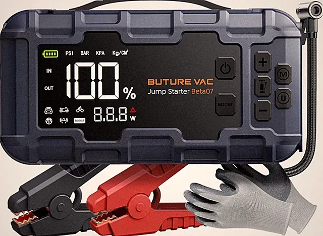 Portable 10in1 Car Battery Jump Starter with Air Compressor 8000A 160PSI 45W...